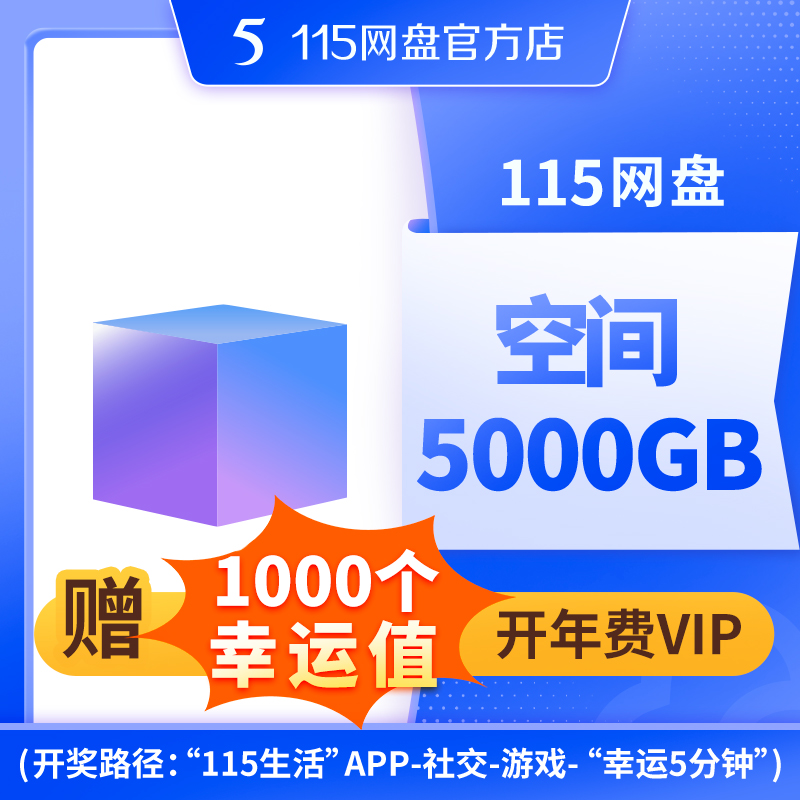 115网盘 5000GB空间扩容长期有效【订单备注填写纯数字充值账号】