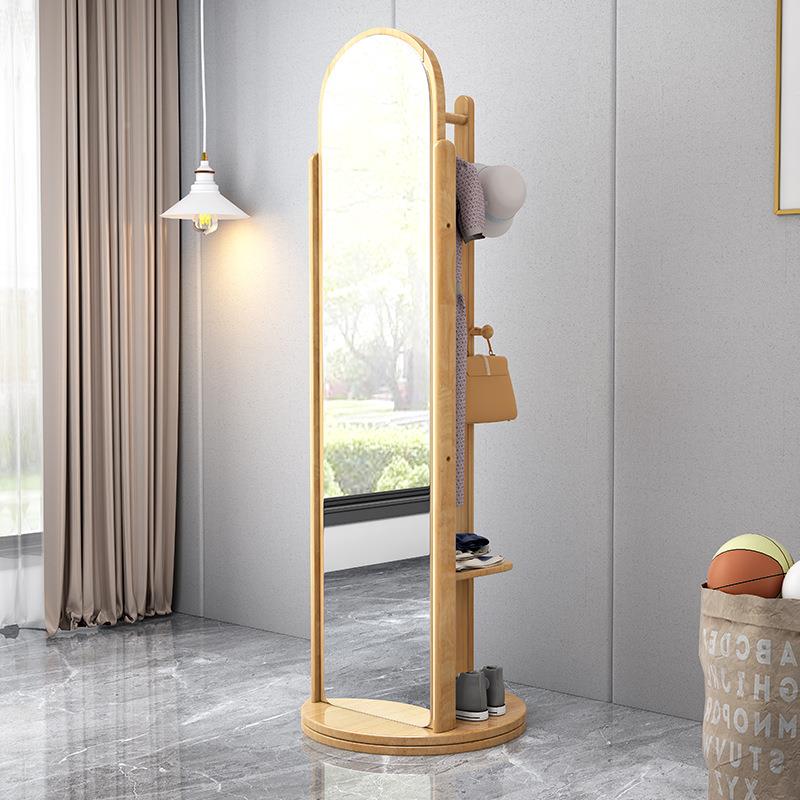 卧室衣挂一体穿衣镜地家全实木衣帽落架ins网红轻奢全身换衣529用