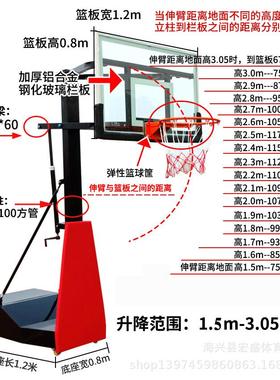 青少HSTY-133年用升篮球架 降儿童成人家移动式可篮筐 标准户外训