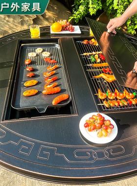 户外烧子烤桌椅铸铝商用室231030-1休外闲木炭烧烤桌庭院院家用电