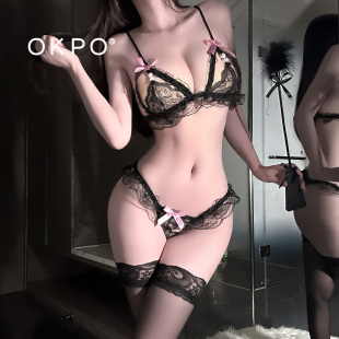 性感情趣内衣服三点式睡衣小胸显大纯欲火辣内裤蕾丝qqny床上羞耻