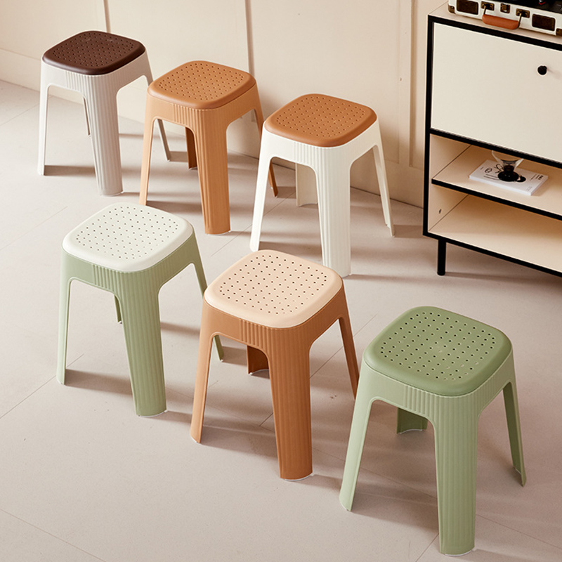 塑料凳子简约高板凳加厚家用餐桌熟胶凳北欧客厅摞放靠背方圆凳子