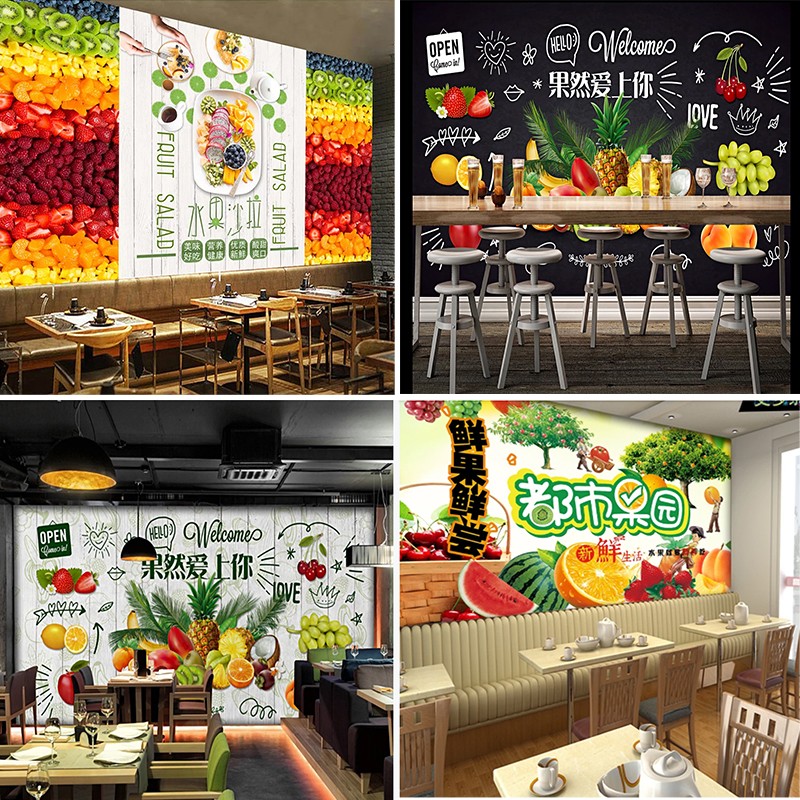 水果店铺装饰用品室内超市创x意海报贴画自粘橱窗玻璃门贴纸墙贴图片