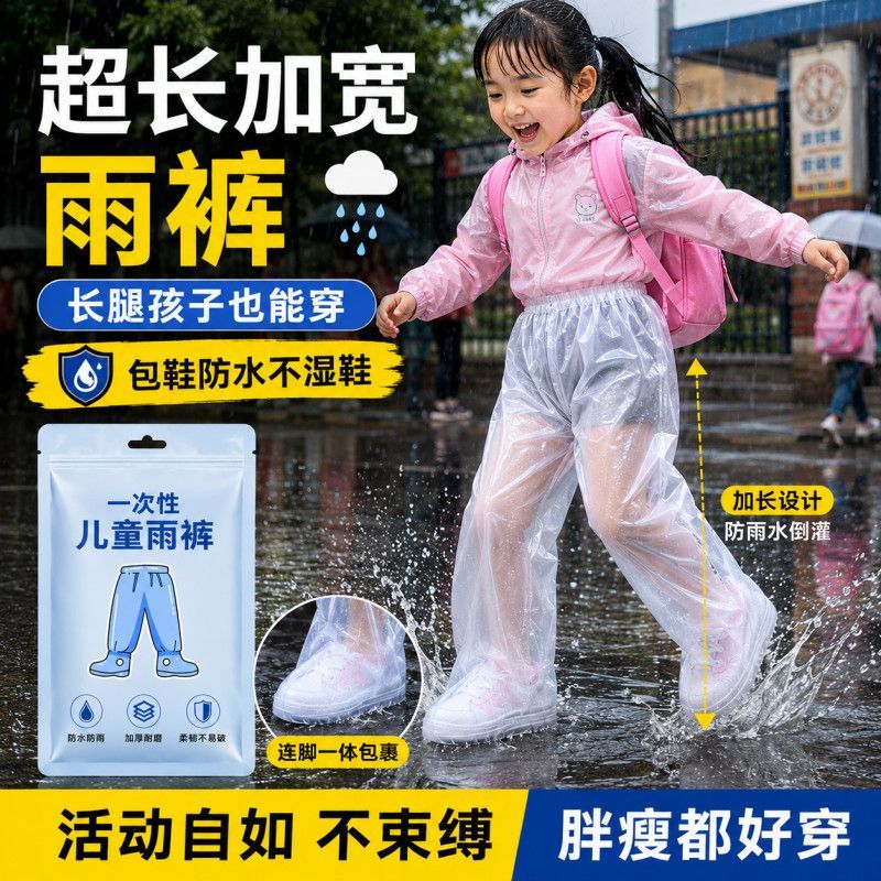 儿童一次性包脚加厚防滑雨裤