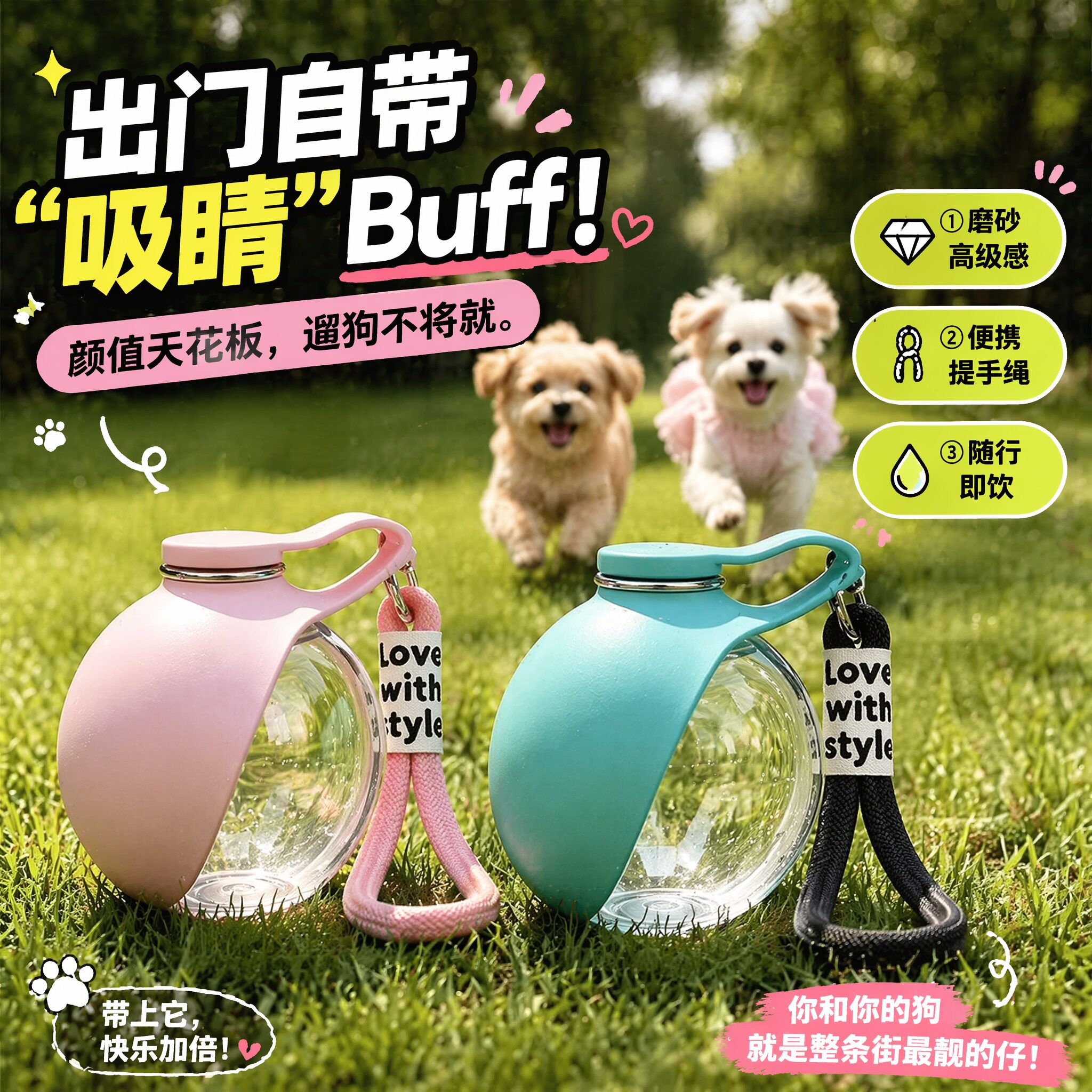 狗猫便携可折叠球形饮水器