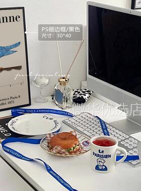 复古怀旧蓝色小鸟法式轻奢客厅民宿装饰画沙发大尺寸背景墙壁画