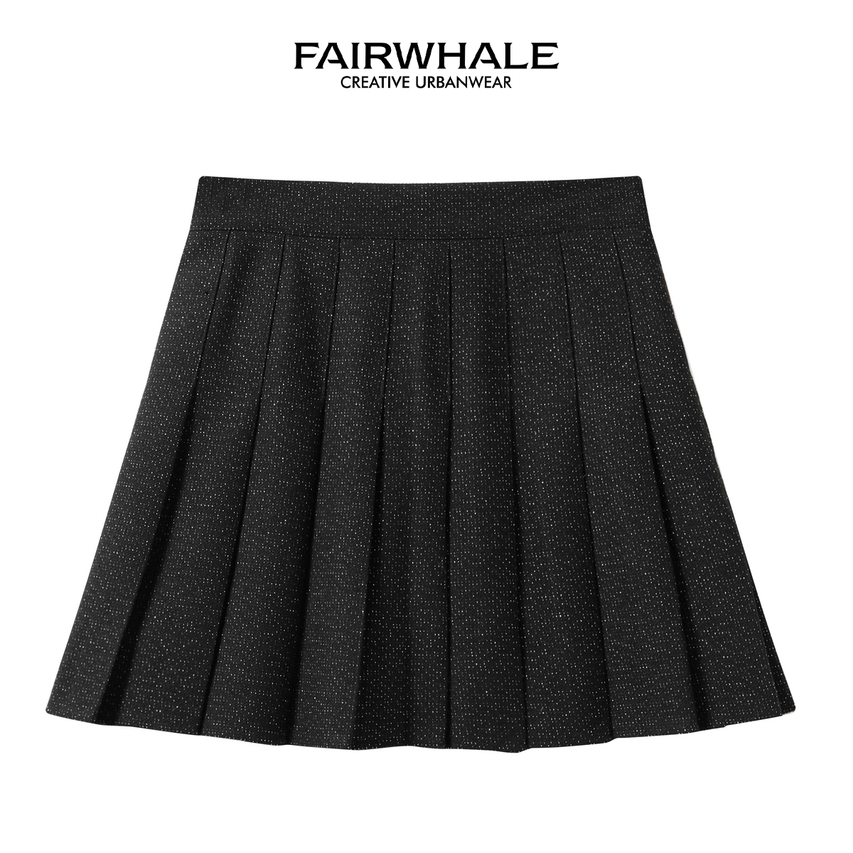 马克华菲时尚细闪短款半身裙秋季学院风休闲百搭高腰A字百褶裙女