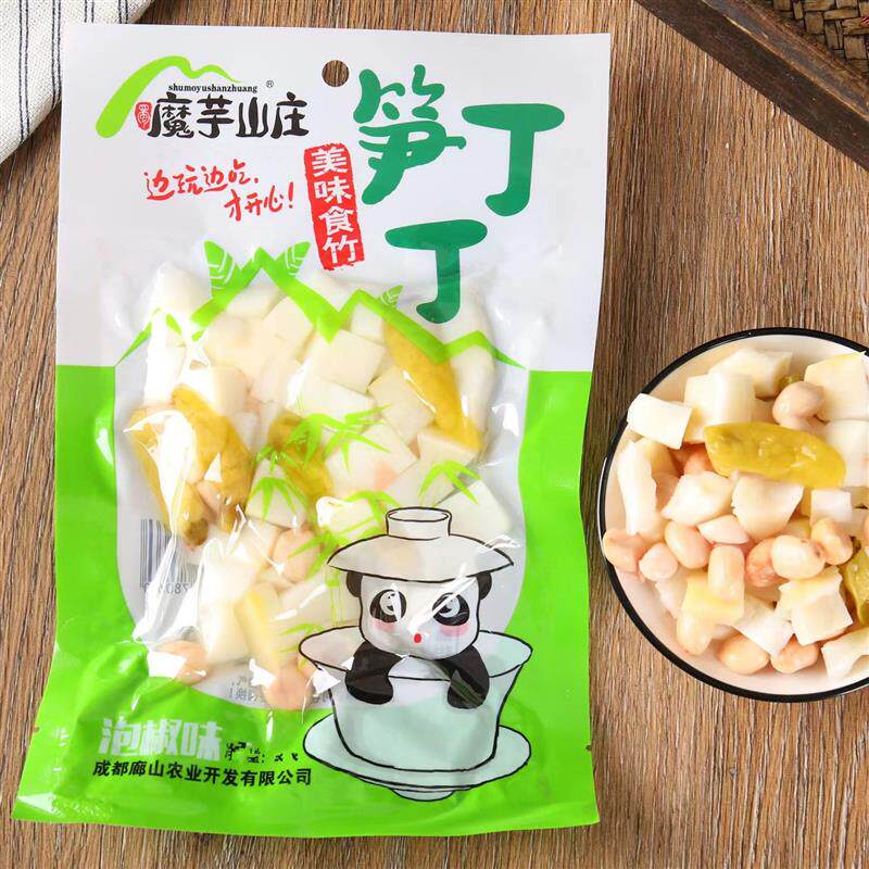 /108克魔芋山庄泡椒笋条笋丁开袋即食四川特产下饭菜泡菜休闲零