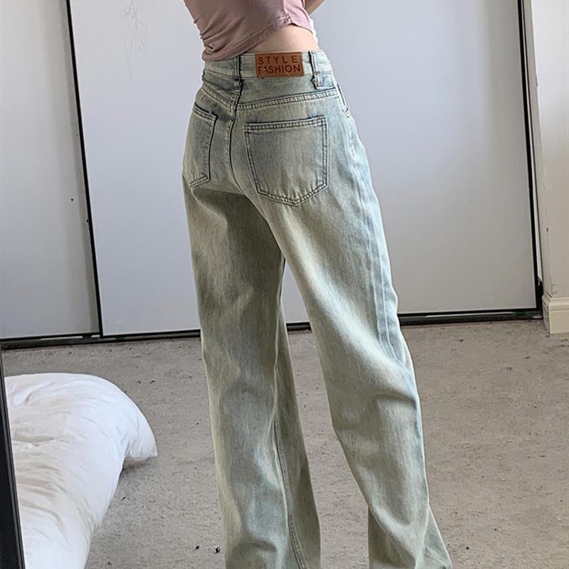 窄版直筒牛仔裤女2024秋冬新款小个子高腰宽松显瘦垂感阔腿拖地裤