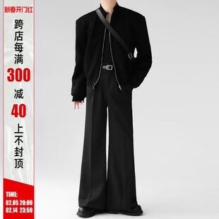 阔腿裤 高级感西裤 免烫黑色拖地裤 纯色十分裤 男女宽松垂感微喇叭裤