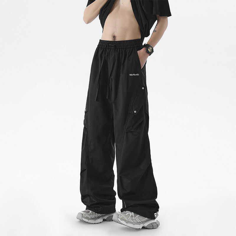 HuiTouLv裤子男款夏季薄款美式高街阔腿裤潮牌工装裤休闲百搭长裤