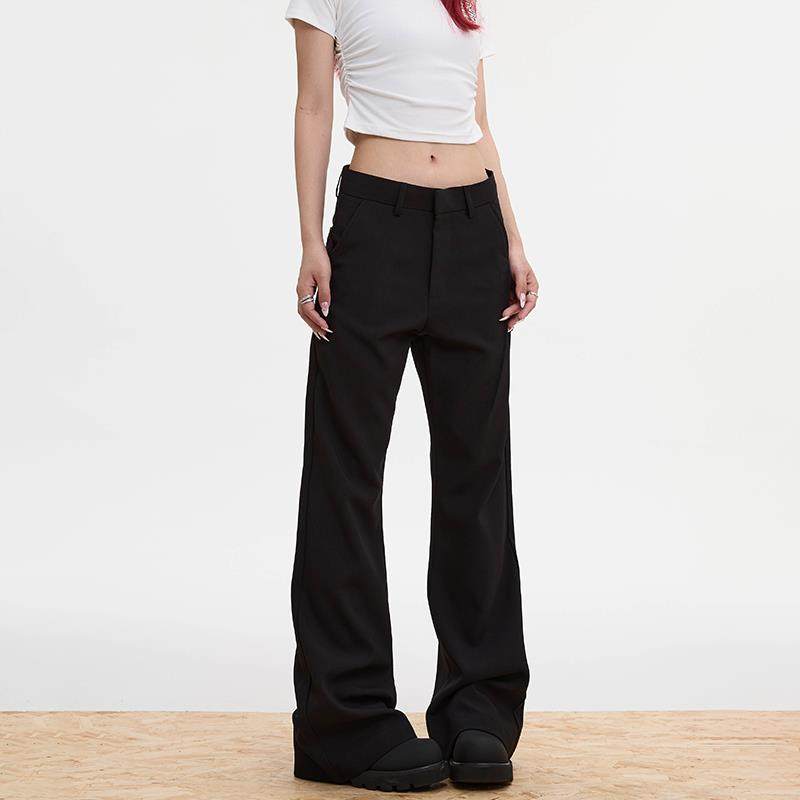 apocket美式复古cleanfit修身微喇叭休闲西裤女高街宽松显瘦裤子