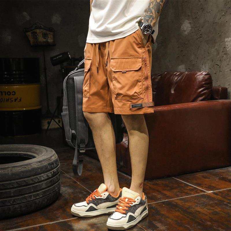 美式高街工装五分裤男夏季薄款休闲运动短裤男士宽松ins潮流中裤
