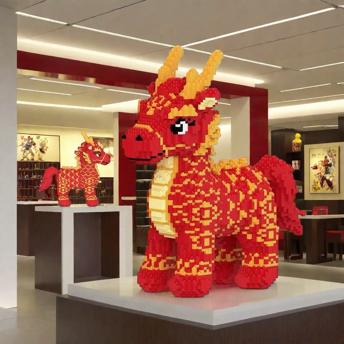 2026年新款马年系列国潮积木拼装小颗粒玩具男女生日新年礼物摆件