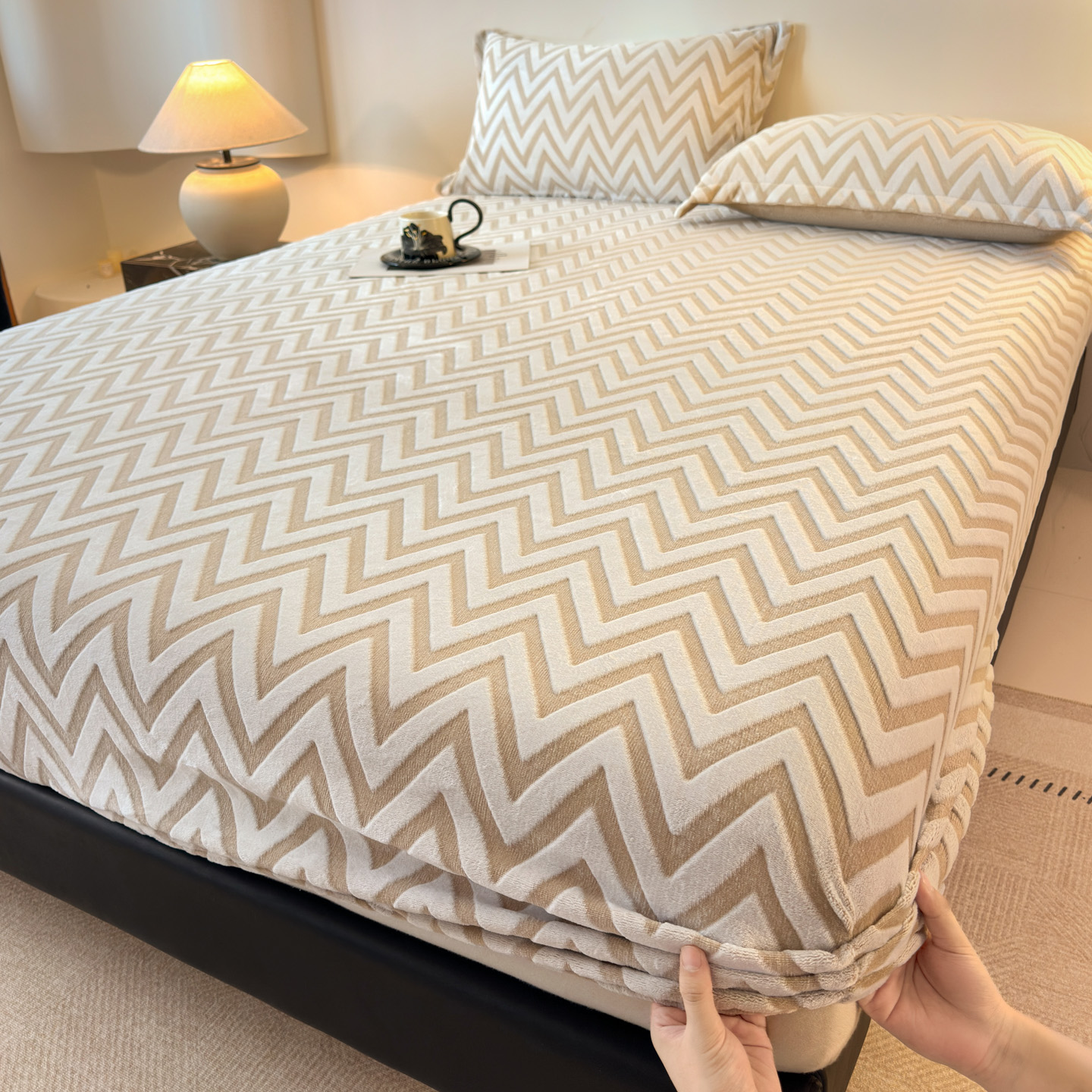 冬季牛奶绒床笠加绒加厚轻奢