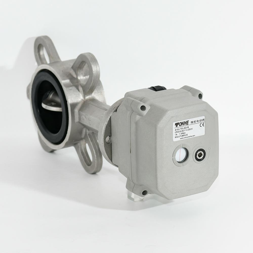 微型电动蝶阀软密封带手动不锈钢304对夹式常压开关阀农田灌溉