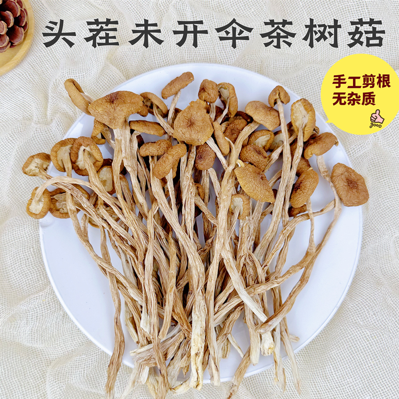 茶树菇干货特等新货不开伞修剪无根嫩茶树蘑菇香菇煲菌汤散装500g