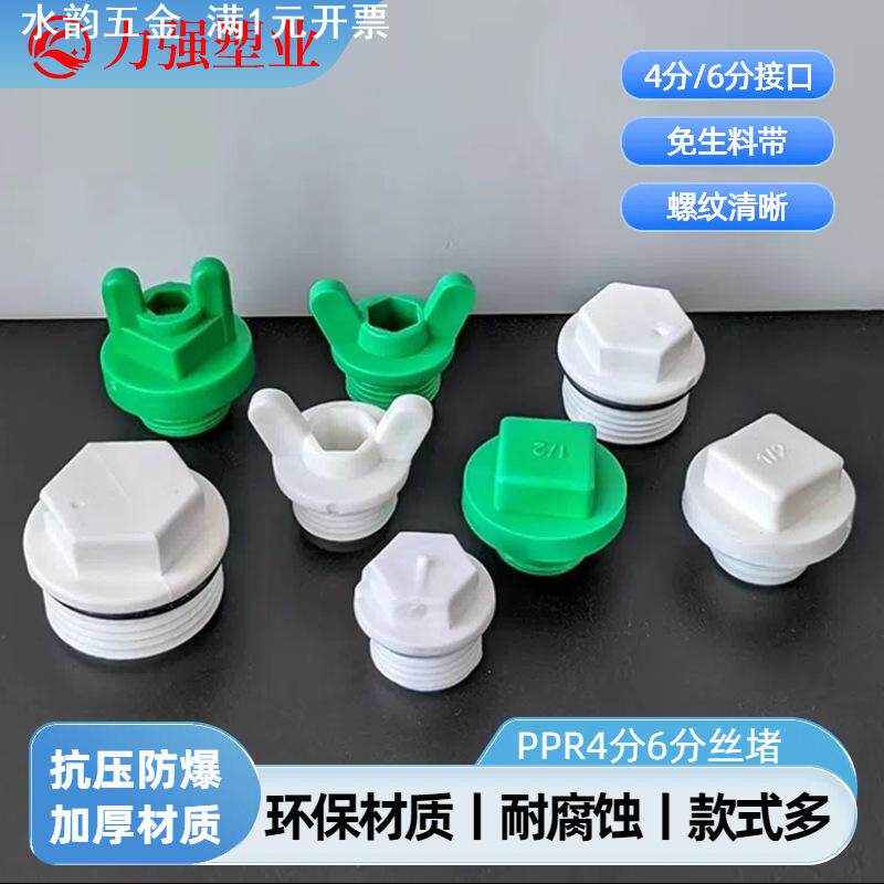 ppr胶圈牙堵 堵头 管堵 堵头 牙堵 PPR牙堵四分封口堵塞头带胶圈