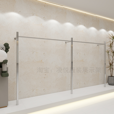 轻奢女装店服装店落地壁挂式展示陈列货架上墙专用不锈钢婚纱衣架