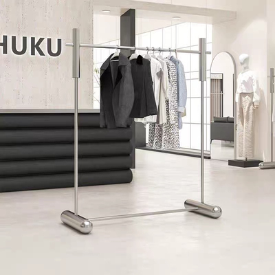 服装店展示架加粗不锈钢落地式挂衣架男女装店中岛陈列道具货架