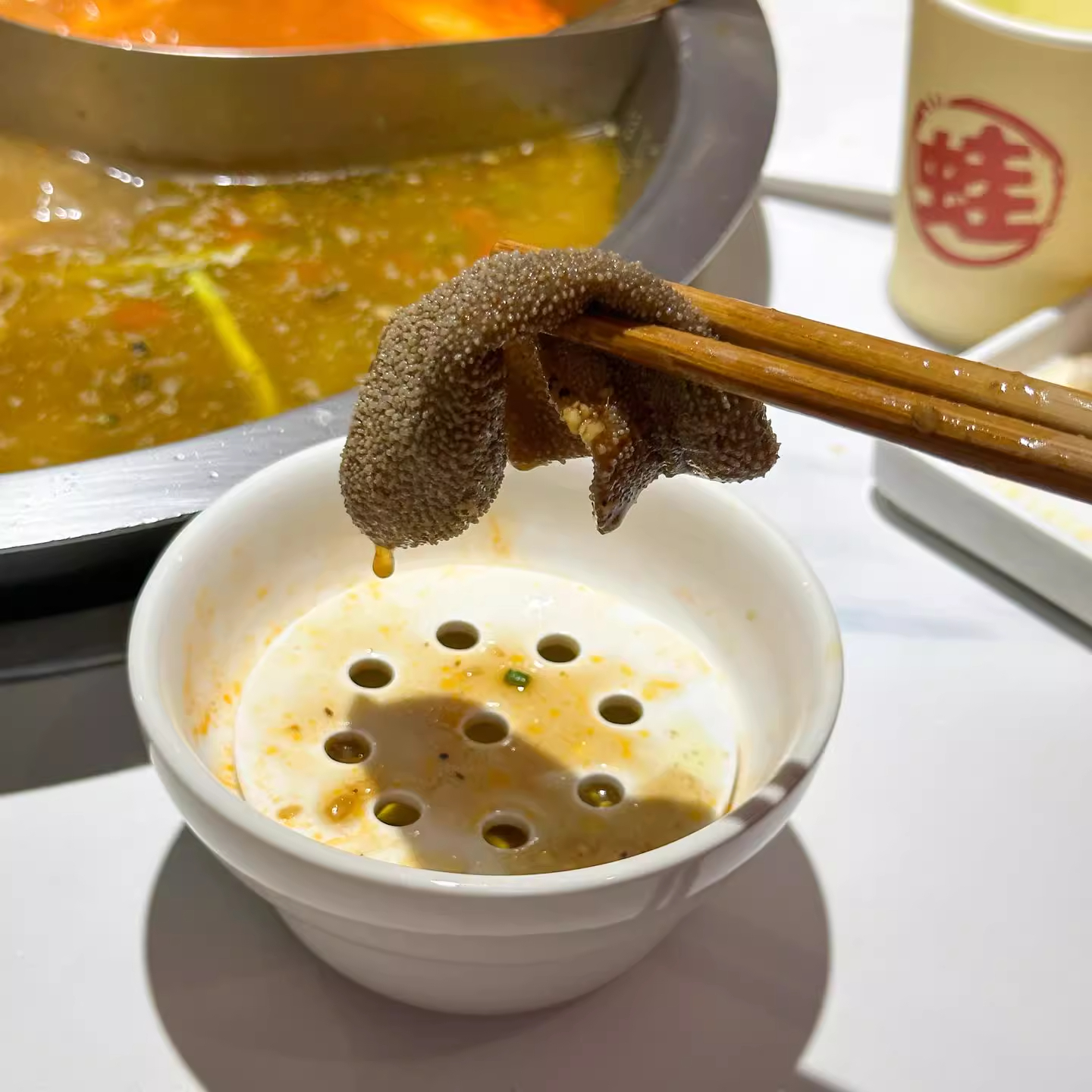 创意陶瓷火锅沥油碗双层滤汤碗