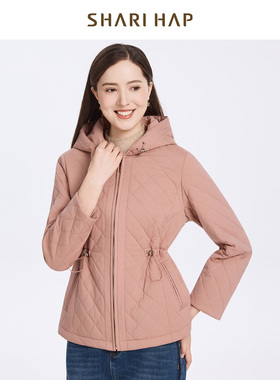 【桑蚕丝】SHARI HAP秋冬新款连帽蚕丝棉服女短款显瘦保暖外套