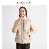 HAP中年妈妈洋气立领绣花羽绒服短款 2024冬装 新款 SHARI 外套正品