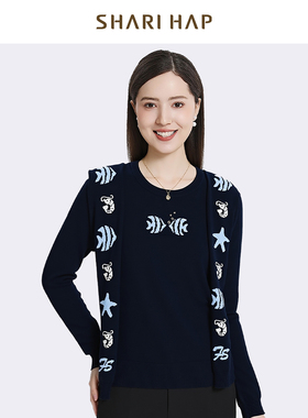 【披肩款】SHARI HAP莱赛尔圆领针织衫洋气减龄秋冬新款上衣正品