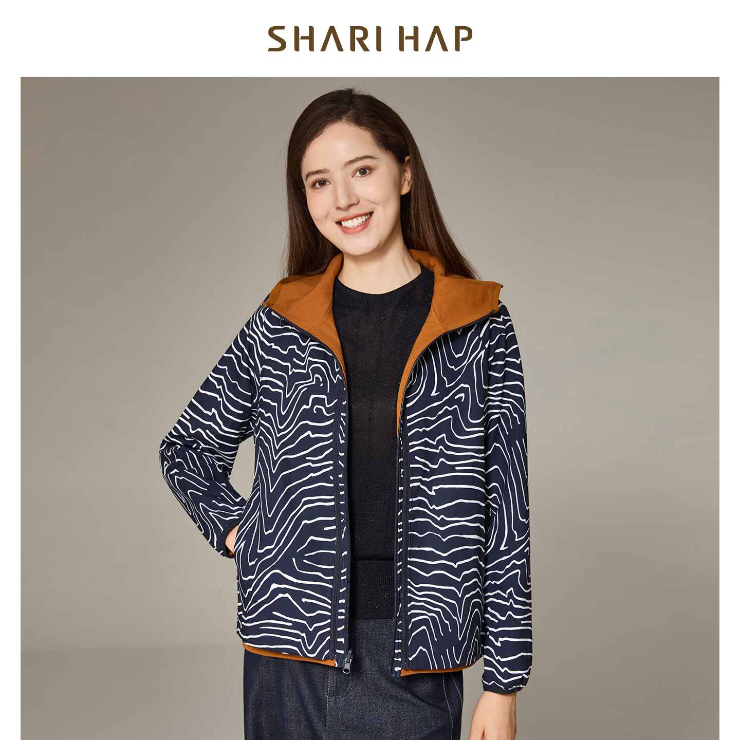 SHARI HAP莎瑞两件套连帽风衣2025秋装新款外套中年高端女装可拆