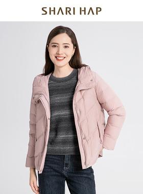 SHARI HAP莎瑞连帽羽绒服短款洋气宽松大码秋冬外套专柜正品