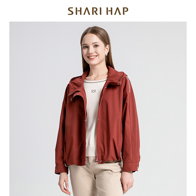 【专柜款】SHARI HAP莎瑞连帽风衣外套女短款2025春装新款上衣