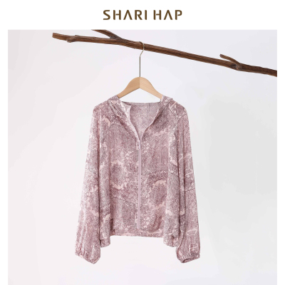 SHARI HAP真丝印花防晒服女士上衣2026夏季新款洋气空调衫短款