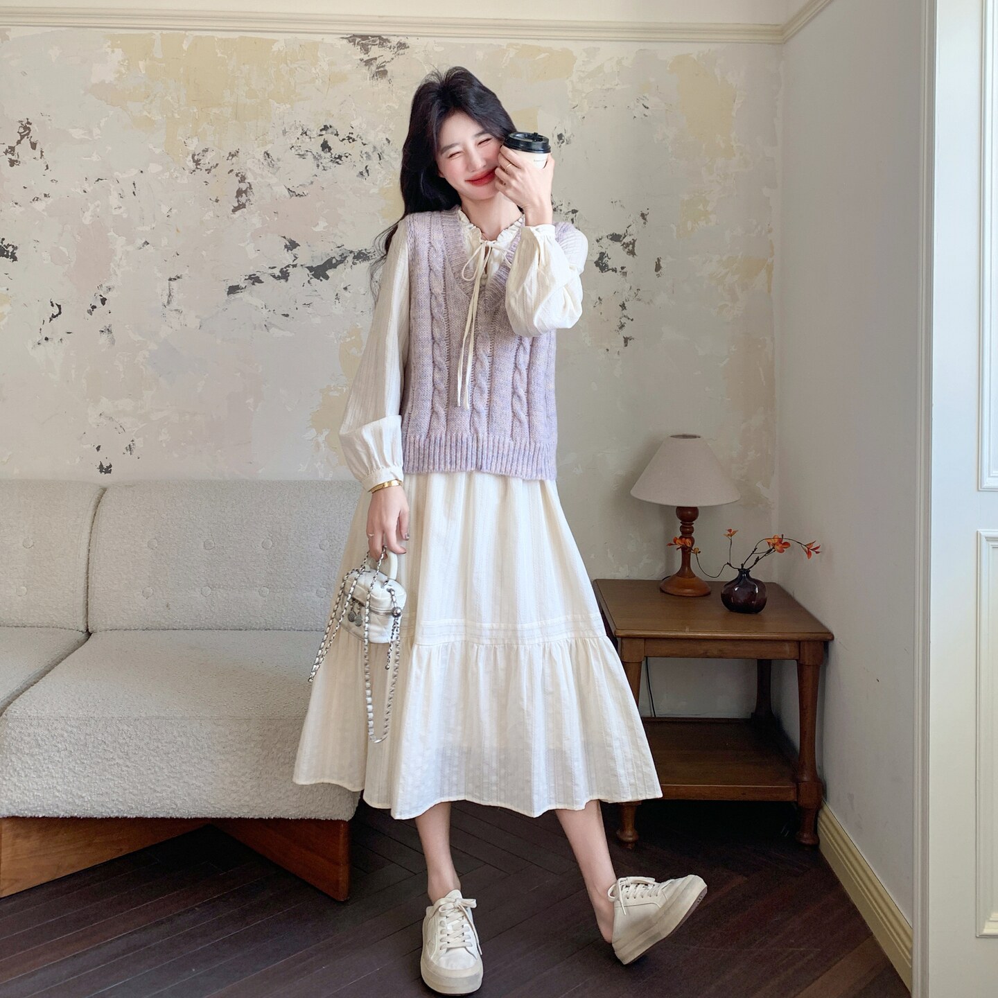 新品26春款针织马甲+连衣裙两件套2C211-182-P185-K298,女装套装/套裙,2C211