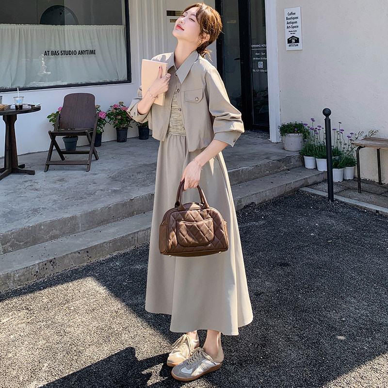 25秋外套上衣+针织拼接吊带裙C211-839-P170控238,女装套装/套裙,2C211