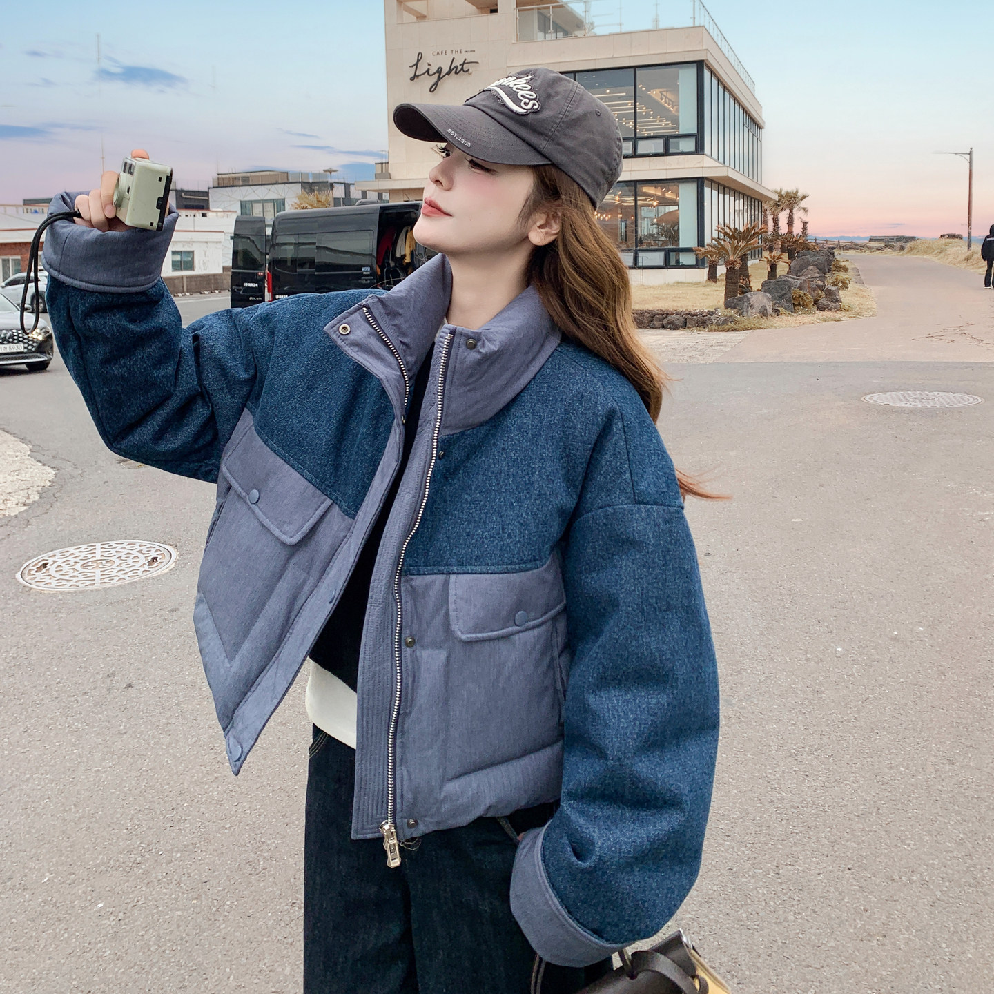 牛仔拼接90绒羽绒服2C211-159-P285控418图片