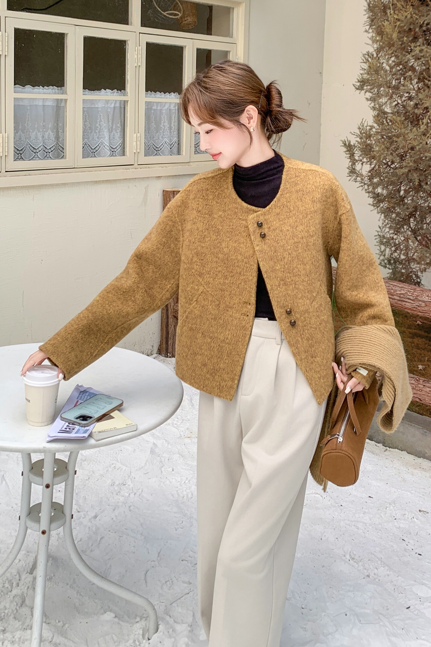 新品双面羊毛短外套2C211-109-P225控328,女装毛呢外套,2C211