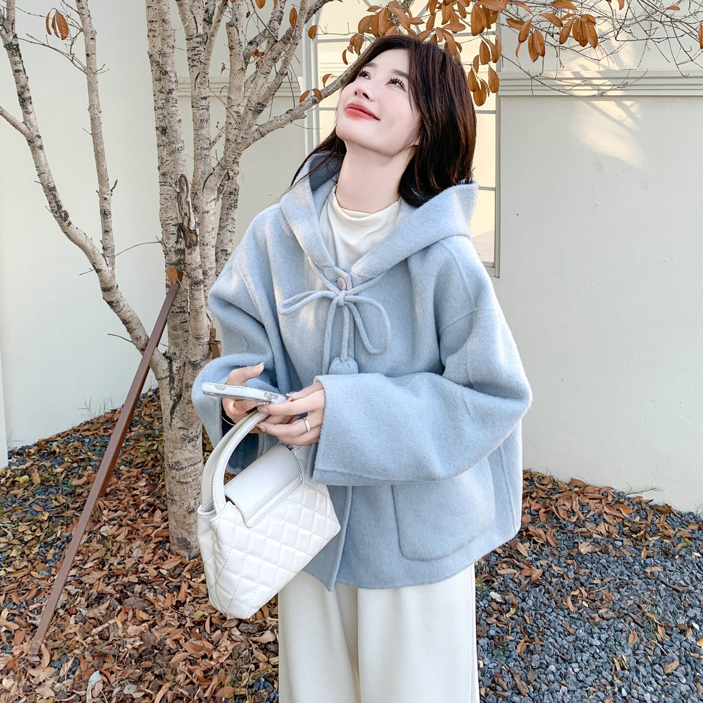 新品连帽双面羊毛外套2C211-117-P225控328,女装毛呢外套,2C211