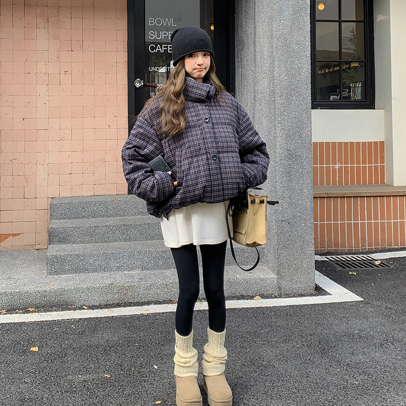 韩系时尚两面穿立领加厚羽绒服女冬季新款显瘦保暖减龄白鸭绒外套,女装羽绒服,2C211