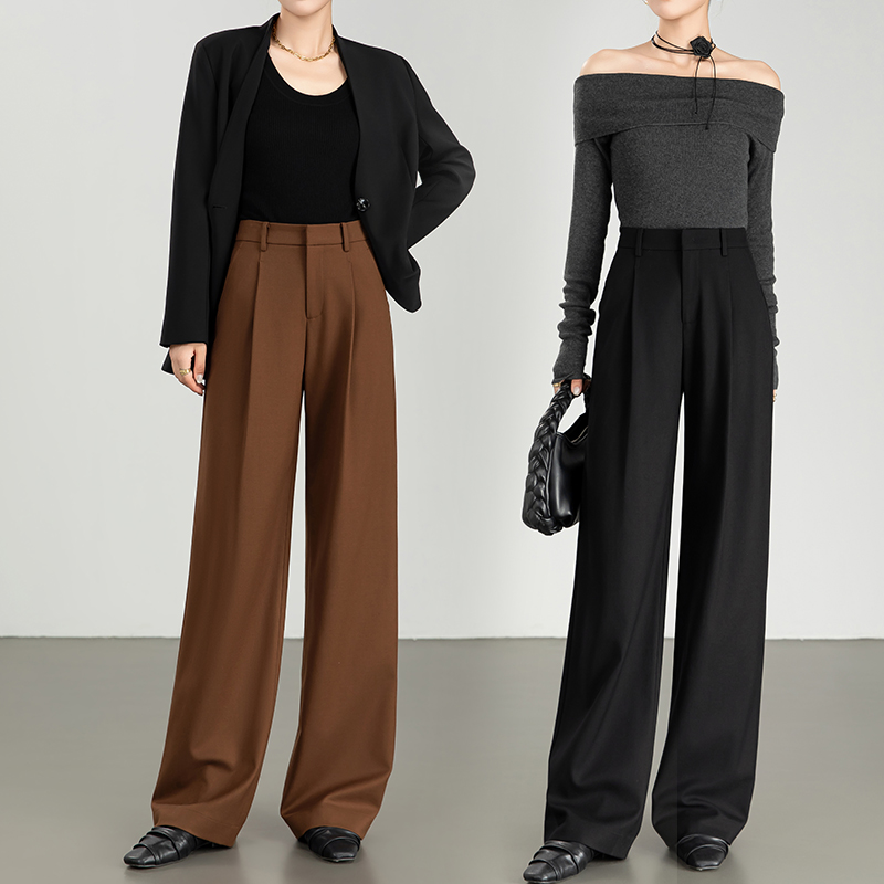 美拉德高腰天丝羊毛阔腿裤