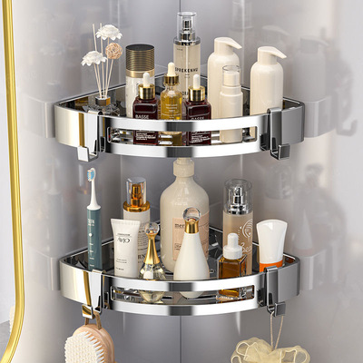 卫生间304不锈钢三角置物架免打孔厕所浴室放洗发水沐浴露收纳架