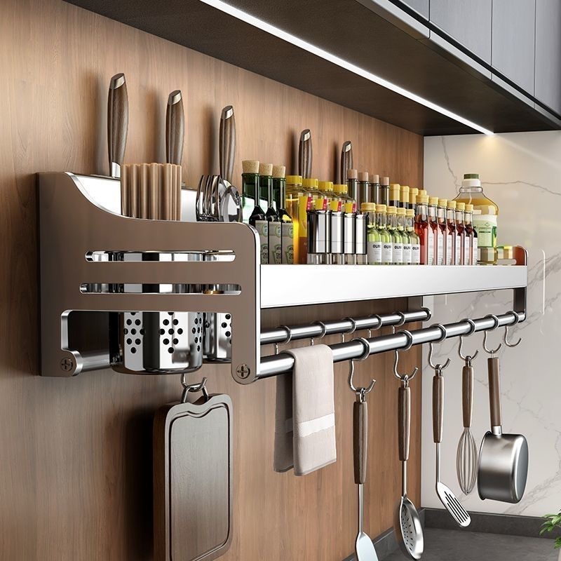 304不锈钢刀架免打孔调料架