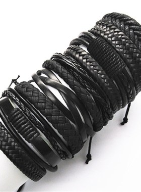 现货10pcs/set Bla Wrap Wove  Fashio Hadmade  celet