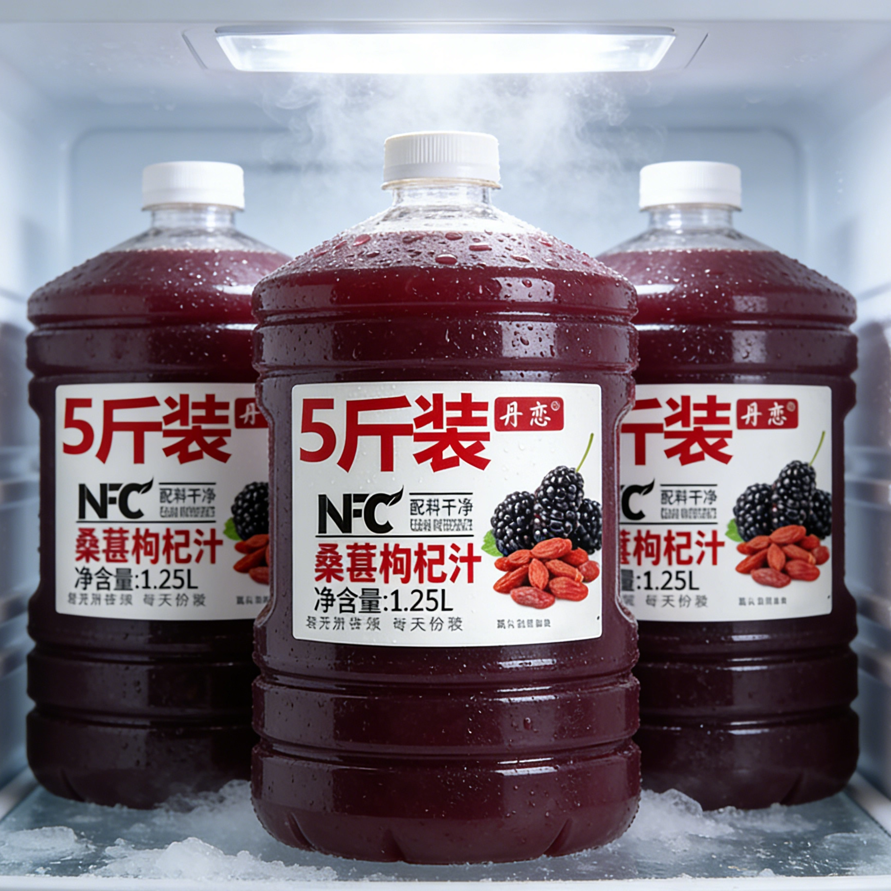 【满满五斤】100%桑葚枸杞汁NFC整箱大瓶装熬夜加班浓郁果汁饮料