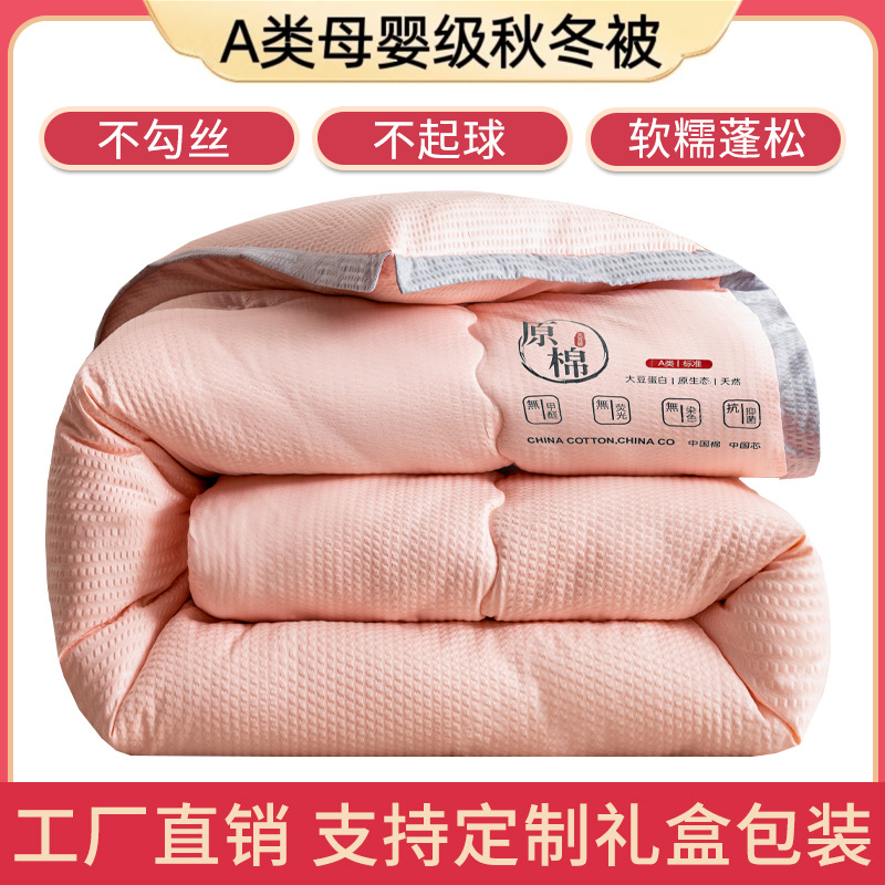 原棉大豆纤维被春秋被冬被加厚保暖棉被被芯被褥空调被礼品被