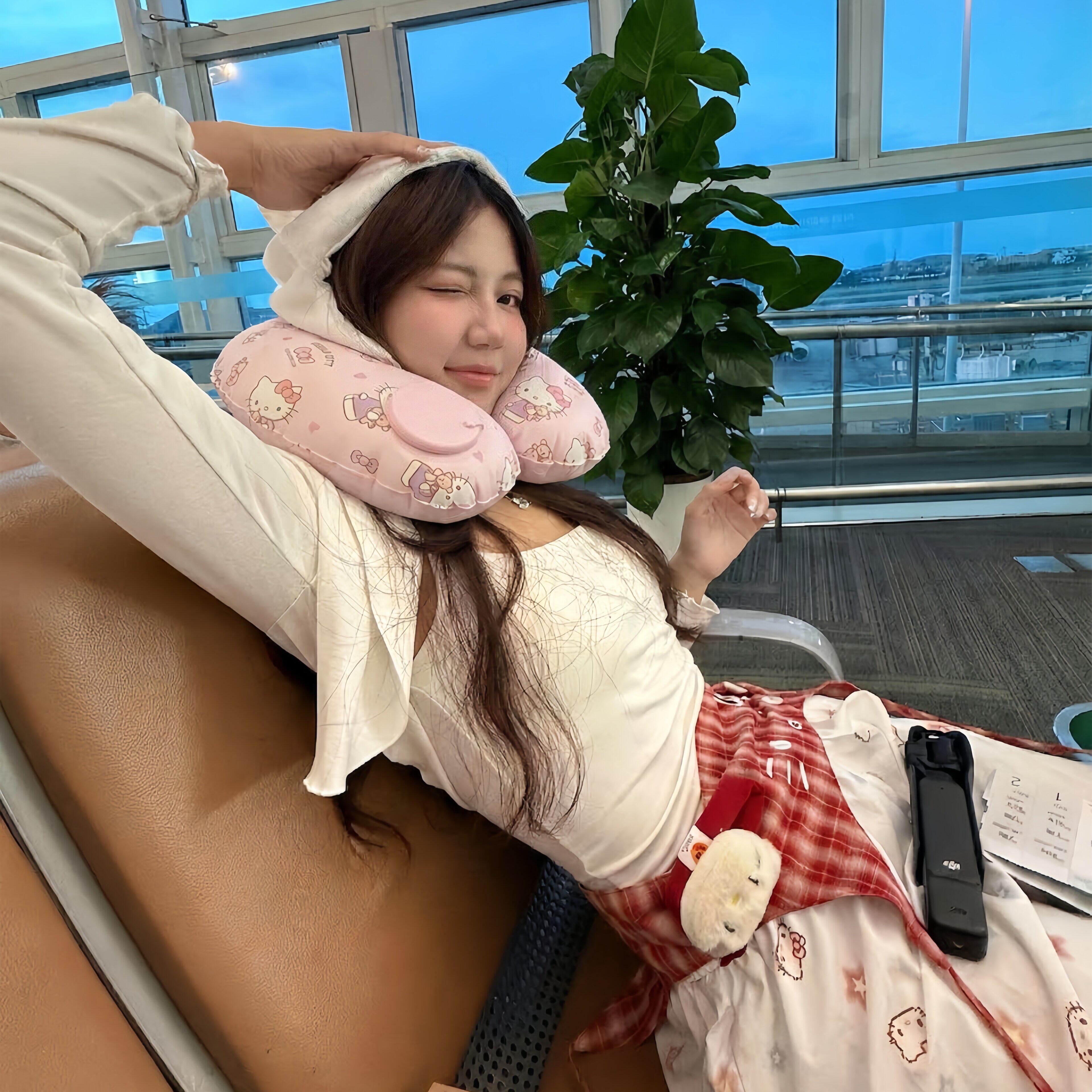 神器便携长途睡觉枕充气护颈高铁旅行【式】飞机好物型U枕KT按压