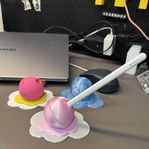 融化的棒棒糖笔架apple pencil笔架办公桌学习桌面摆件3d打印笔筒