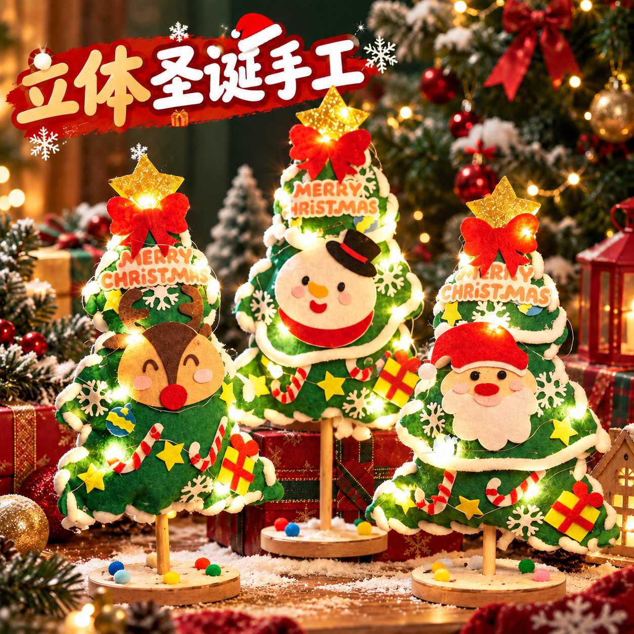 圣诞节手工DIY桌面圣诞树材料包+
