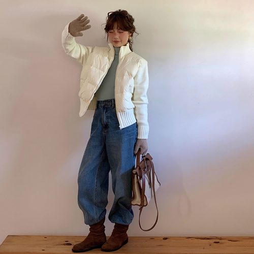 FTZT韩系针织拼接羽绒服短款