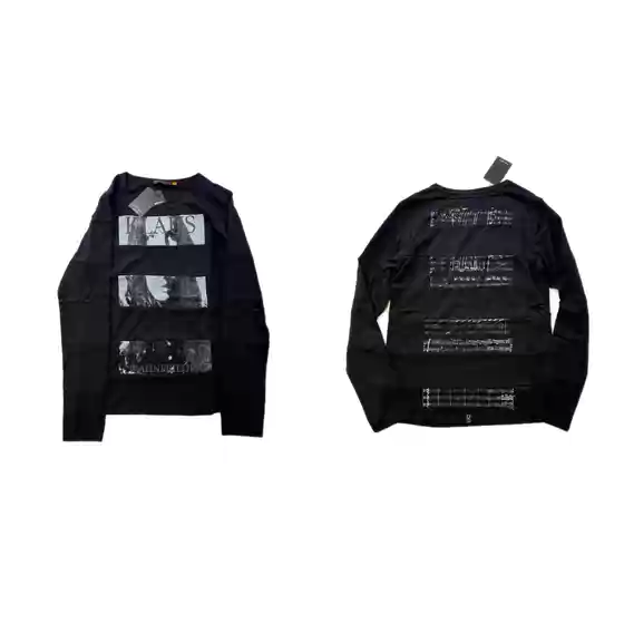 (in Stock, Immediate Dispatch) Green Lawn Studio 06Ss T-Shirt Klaus Patchwork Portrait Music Score Print Long Sleeve