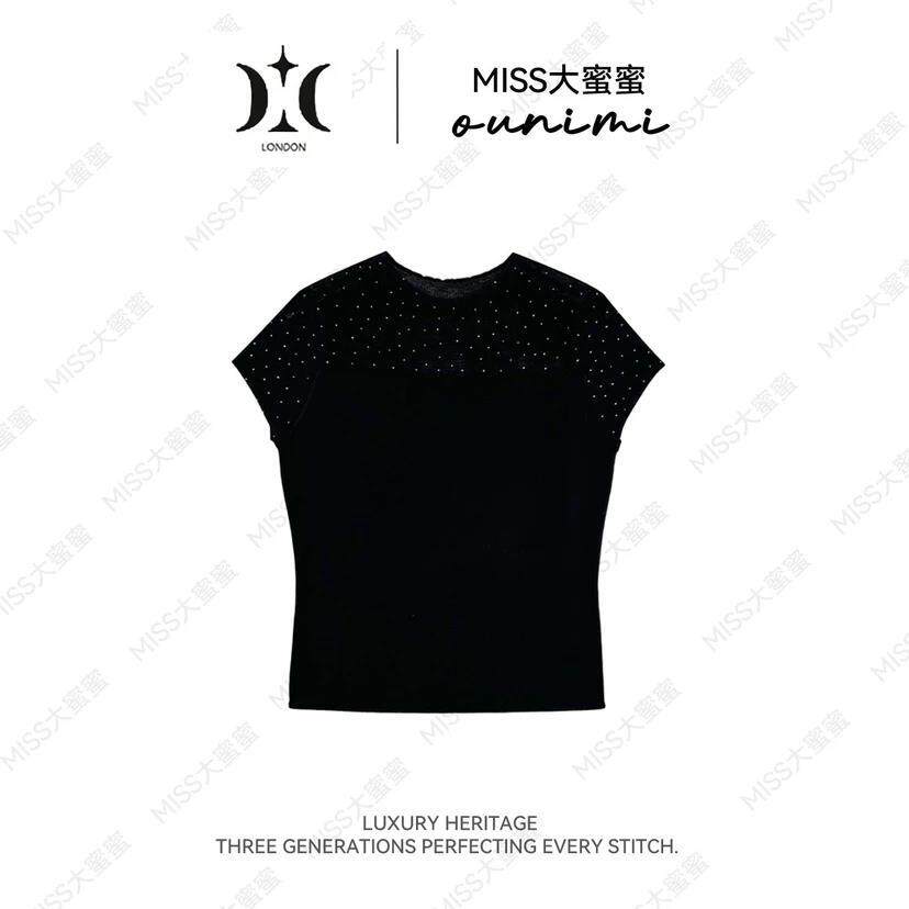 宝莎伦欧倪蜜 OUNIMI【星钻漫纱】洋气轻奢亮钻透纱显瘦针织上衣3